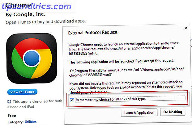 Come forzare Chrome per aprire i collegamenti di iTunes Store nell'app per desktop di iTunes externalprotocolrequest