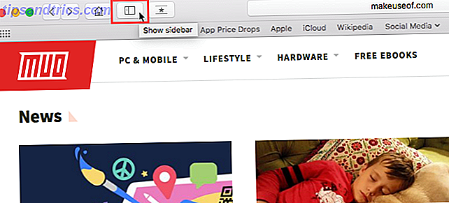 Sådan styres bogmærker i safari - Vis sidebar-knappen