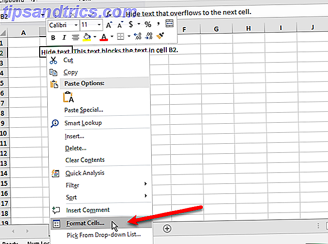 Välj Formatera celler för att dölja överskridande text i Excel