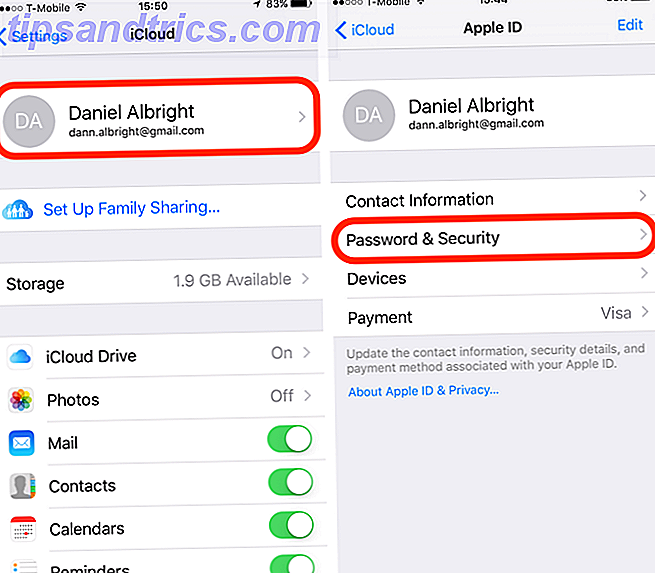 Configurações de segurança do iCloud no iOS