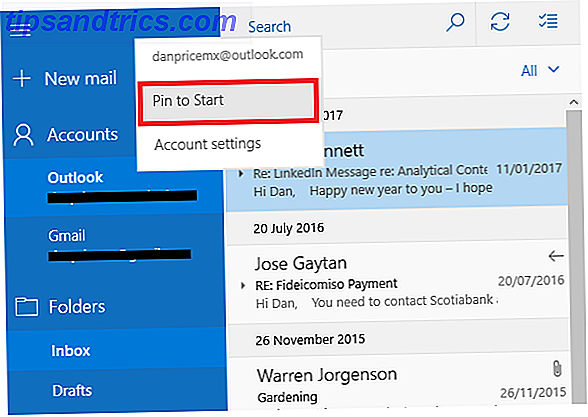 7 Superior Windows 10 Mail Features, die Sie wahrscheinlich nicht wussten, über Windows Mail-Pin zu starten