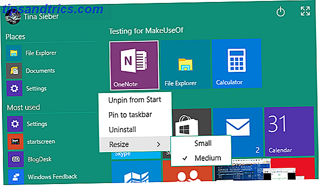 Windows 10 Start menu Ændre flise